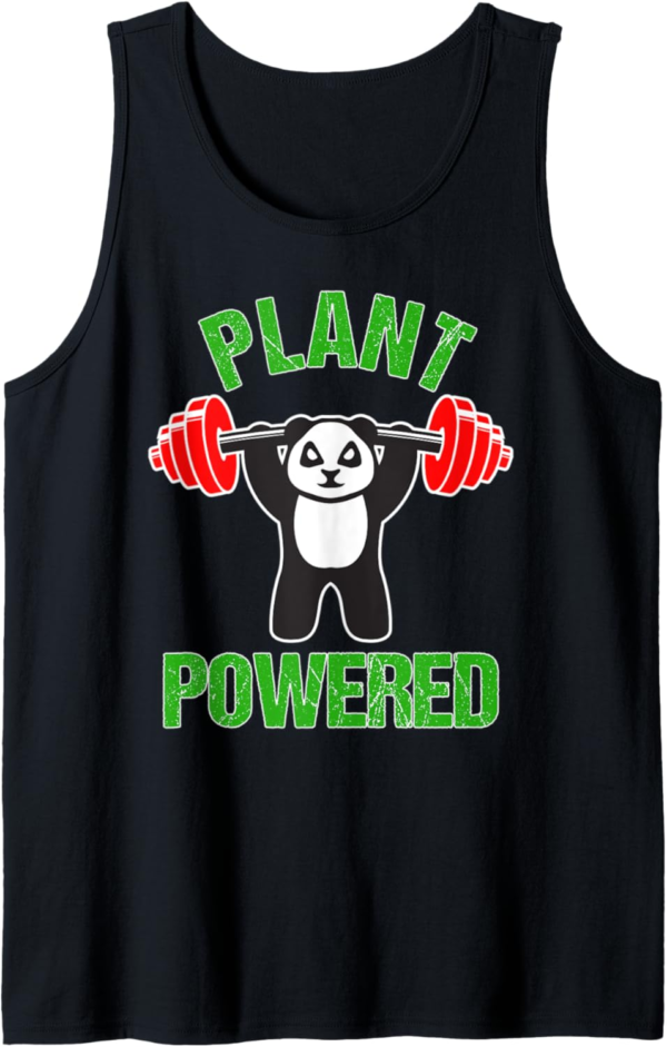 Plant Powered Shirt Vegan Gym Vegan Panda Bear Workout Gift ... - Image 2
